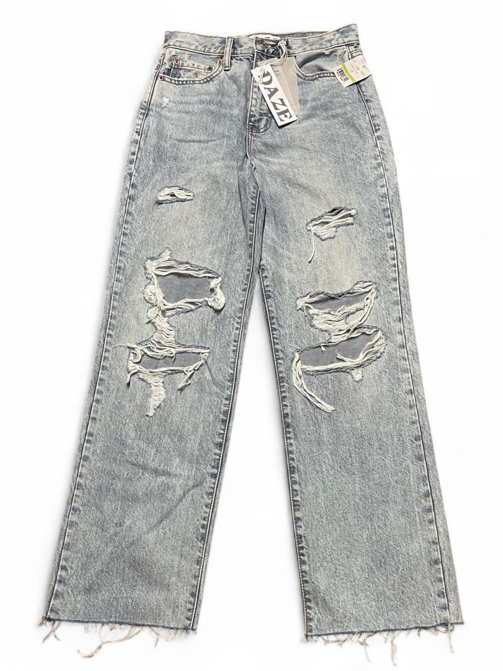 Daze Denim Women's Sundaze High Rise Dad Distressed Jeans Size 24 NWT 27x27